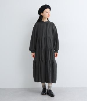 コットン綾起毛ティアードワンピース