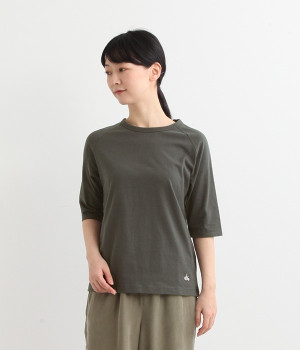 リサイクルコットンラグランT(5分袖)(チャコール-L)