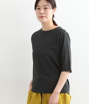 リサイクルコットンラグランT(5分袖)(インクブラック-L)