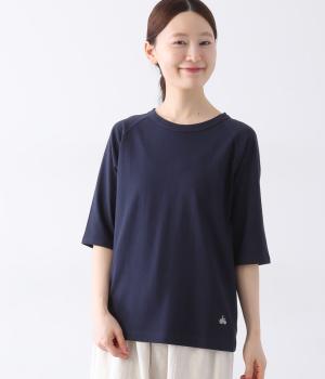 リサイクルコットンラグランT(5分袖)(ネイビー-L)