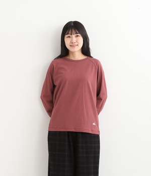 リサイクルコットン天竺ラグランTEE(長袖)(ラズベリー-L)