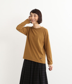 リサイクルコットン天竺ラグランTEE(長袖)(キャメル-L)