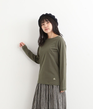 リサイクルコットン天竺ラグランTEE(長袖)(チャコール-L)