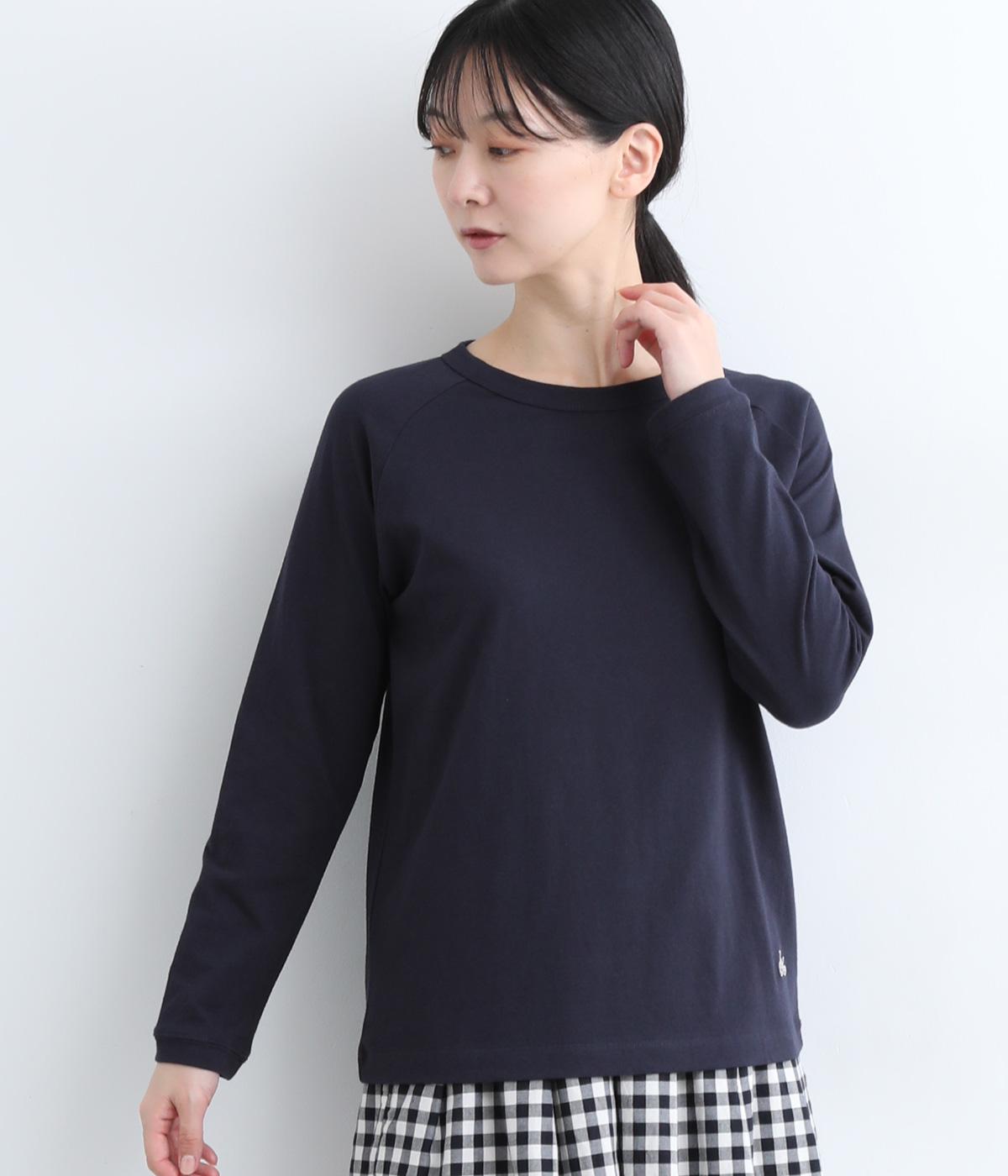 リサイクルコットン天竺ラグランTEE(長袖)(ネイビー-L)