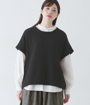 別注｜ラムナイロン切替ワイド２WAYベスト(ブラック-ONESIZE)