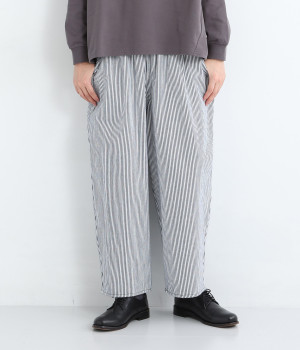 コットンリネンデニム バックポケットマオパンツ(ヒッコリー-ONESIZE)