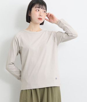 リサイクルコットン天竺 ラグラン長袖Tシャツ(ペールグレー-L)