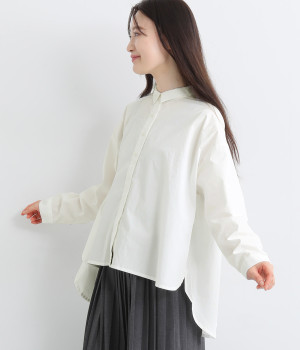 一部別注｜コットン 比翼バックギャザーシャツ(オフホワイト-ONESIZE)
