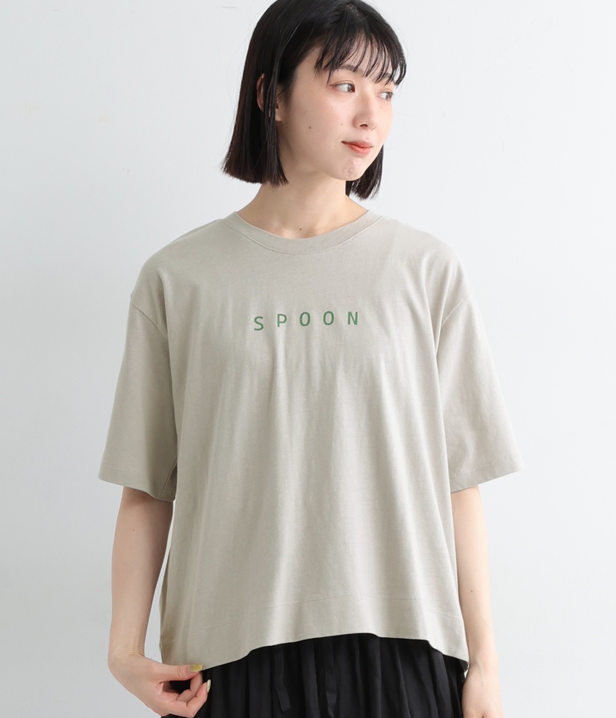 ラフィ天竺グッドモーニングプリントTシャツ(グレー-ONESIZE)