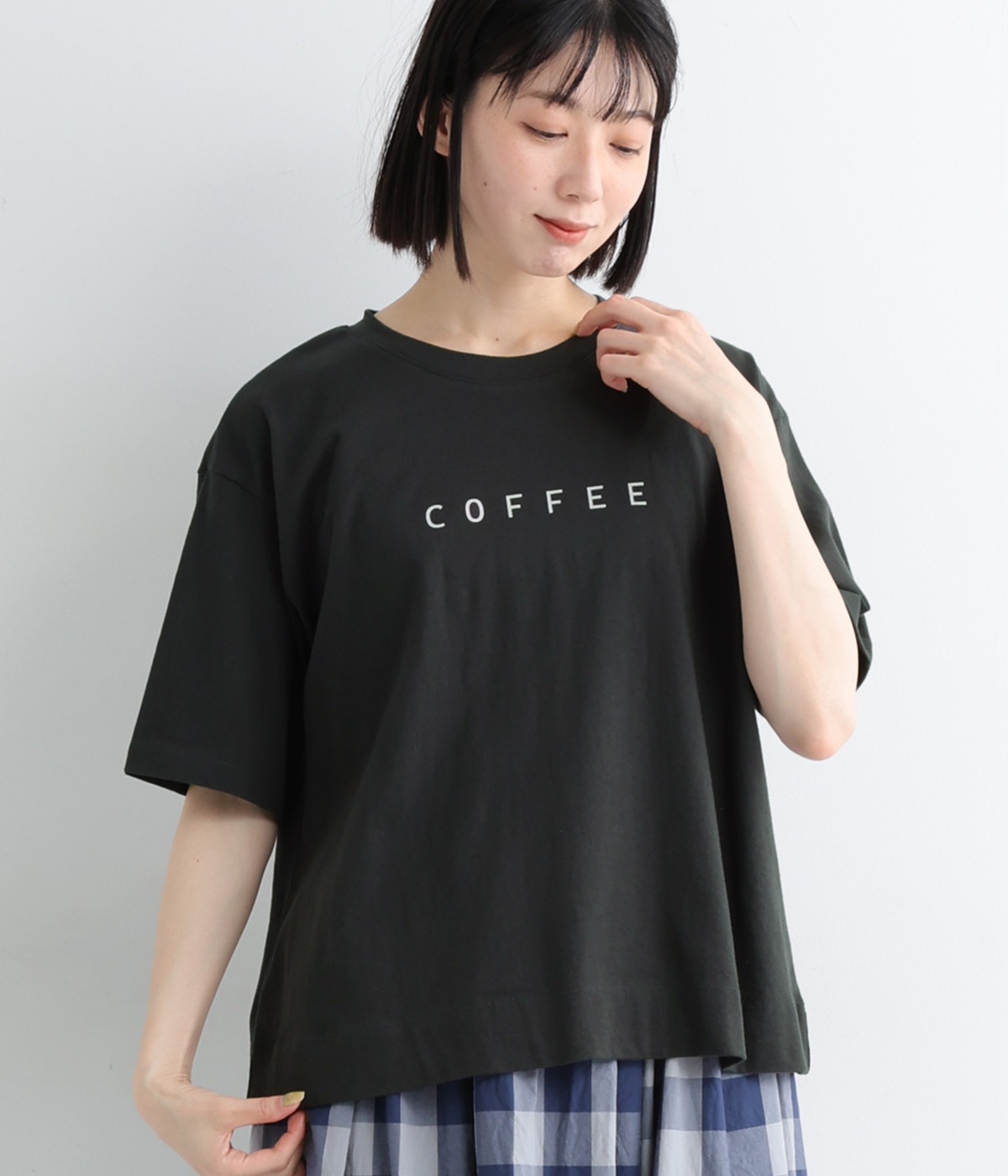 ラフィ天竺グッドモーニングプリントTシャツ(スミクロ-ONESIZE)