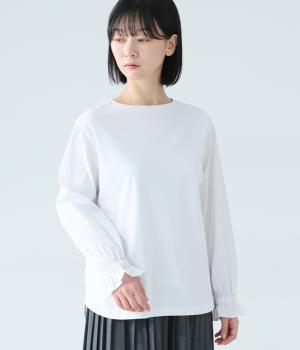 コットンブロードカットソー切替キャンディースリーブ