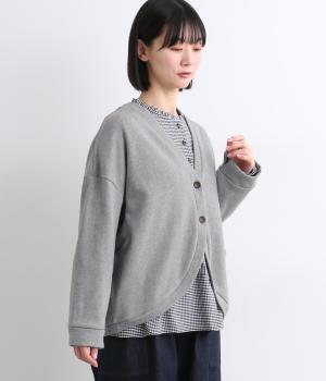 裏毛前後差ラウンドヘムカーディガン(トップグレー-F)