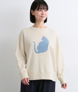 裏毛黄昏CATアップリケ刺繍(キナリ-F)