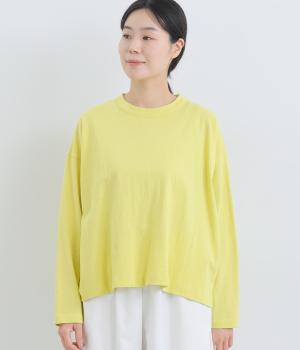 リサイクルコットン天竺前後差ワイドプルオーバー(長袖)(レモン-F)