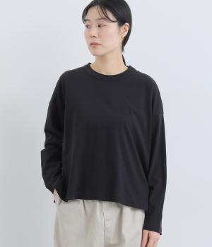 リサイクルコットン天竺前後差ワイドプルオーバー(長袖)(ブラック-F)