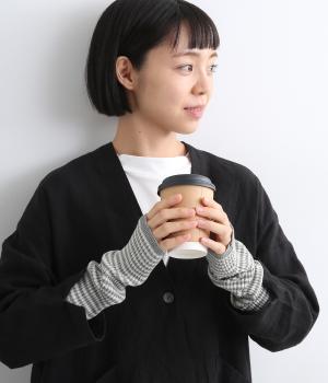 コットンリブ編み ボーダーハンドウォーマー