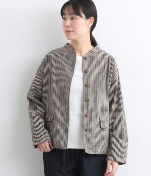 高密度コットンネルーカラージャケット