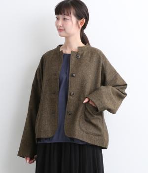 毛混ホームスパンマオカラーショートジャケット