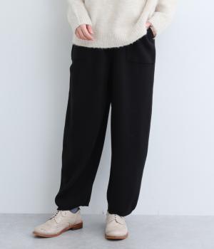 ミラノリブ編み カーブパンツ(ブラック-F)