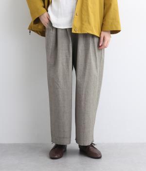 高密度コットンタックワイドパンツ