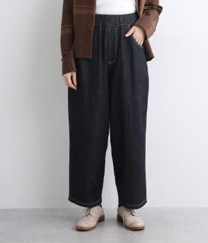 レギュラーコットンリネンデニム足長パンツ
