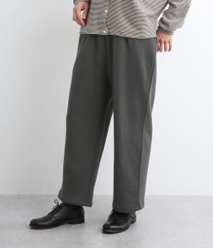 コットン裏毛裏起毛タックワイド裾紐付きパンツ