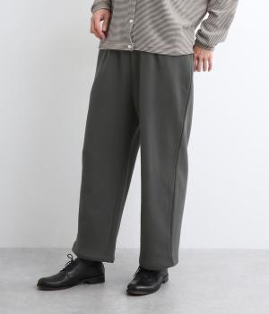 コットン裏毛裏起毛タックワイド裾紐付きパンツ(チャコール-F)