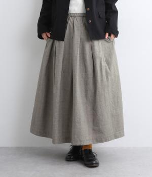 高密度コットンタックサイドリボンスカート