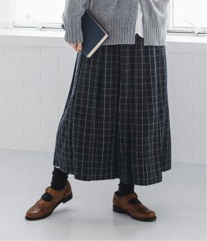 綾織起毛チェックピンタックプリーツスカート
