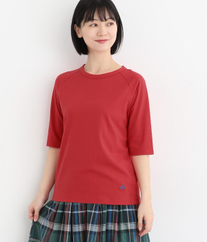 リサイクルコットン天竺ラグラン5分T(レッド-L)