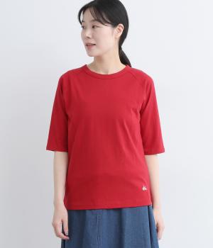 リサイクルコットン天竺ラグラン5分T(レッド2-L)