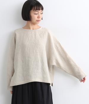 平織りリネンドルマンスリーブ2wayシャツ(ナチュラル-ONESIZE)