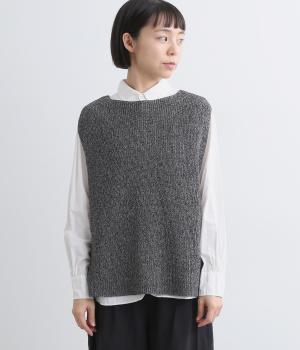 強撚ドライコットン 前後差ベスト(ミックスグレー-F)