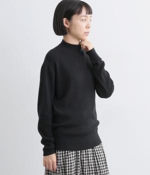 コットンリブ編み ハイネックプルオーバー(ブラック-F)