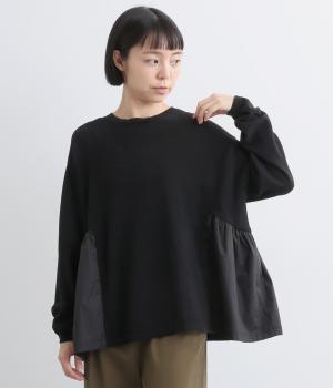 サイド布帛切替 2wayカーディガン(ブラック-F)