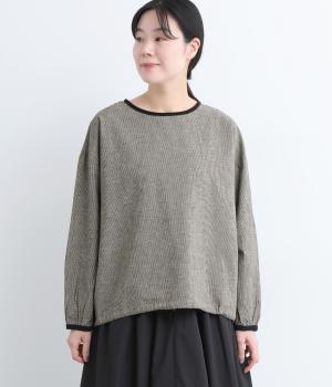 コットンリネン先染め配色バインダープルオーバー