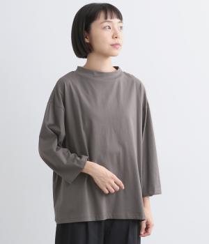 オーガニックスプライ天竺モックネック7分袖Tシャツ
