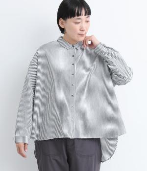 コットンワッシャーBACKギャザーフレアシャツ