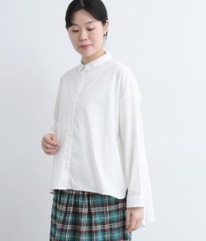 コットンワッシャーBACKギャザーフレアシャツ(オフホワイト-F)