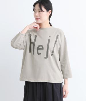 天竺（ピグメント加工）裾ラウンドワイド7分袖T