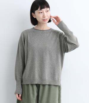 カシミヤ混 前後差ラグランプルオーバー