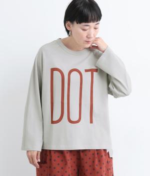 ラフィ天竺前後差ラグランDOTプリント長袖T(グレー-F)
