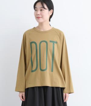 ラフィ天竺前後差ラグランDOTプリント長袖T(カフェラテ-F)