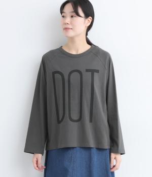 ラフィ天竺前後差ラグランDOTプリント長袖T(チャコールグレー-F)