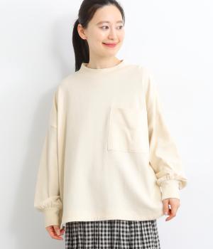 天竺RIB使いラウンドヘムプルオーバー