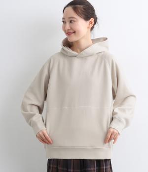 コットン混ダンボールニットフーディ―プルオーバー