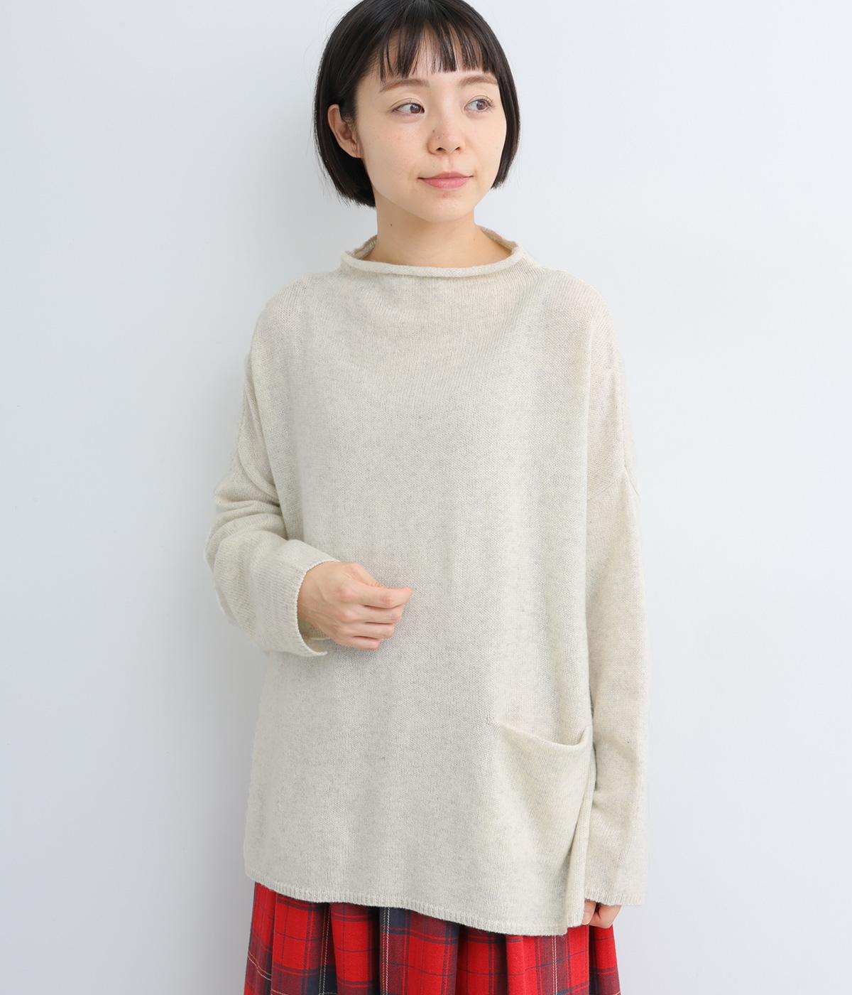 ラムナイロン ボトルネックワイドプルオーバー(オートミール-F)