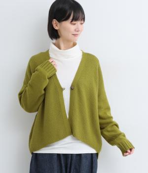 ラムナイロン 鹿の子前後差1釦カーディガン(ピスタチオ-F)