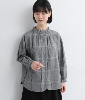 コットン表起毛ネックシャーリングブラウス