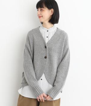ラムナイロン ラウンドヘムカーディガン